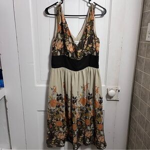 Chadwicks Floral Midi Dress - Brown and Orange